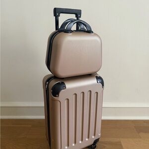 2 PCS Lightweight Hardshell Luggage Set with Spinner Wheels & TSA Lock Gold